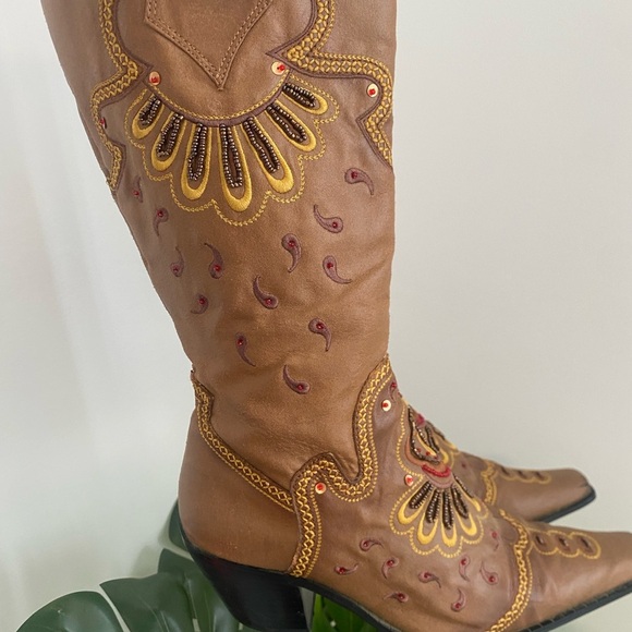 Beaded Rockstar Festival Concert Cowgirl Cowboy Western Tall Boots Size‎ 6.5 - Picture 4 of 11